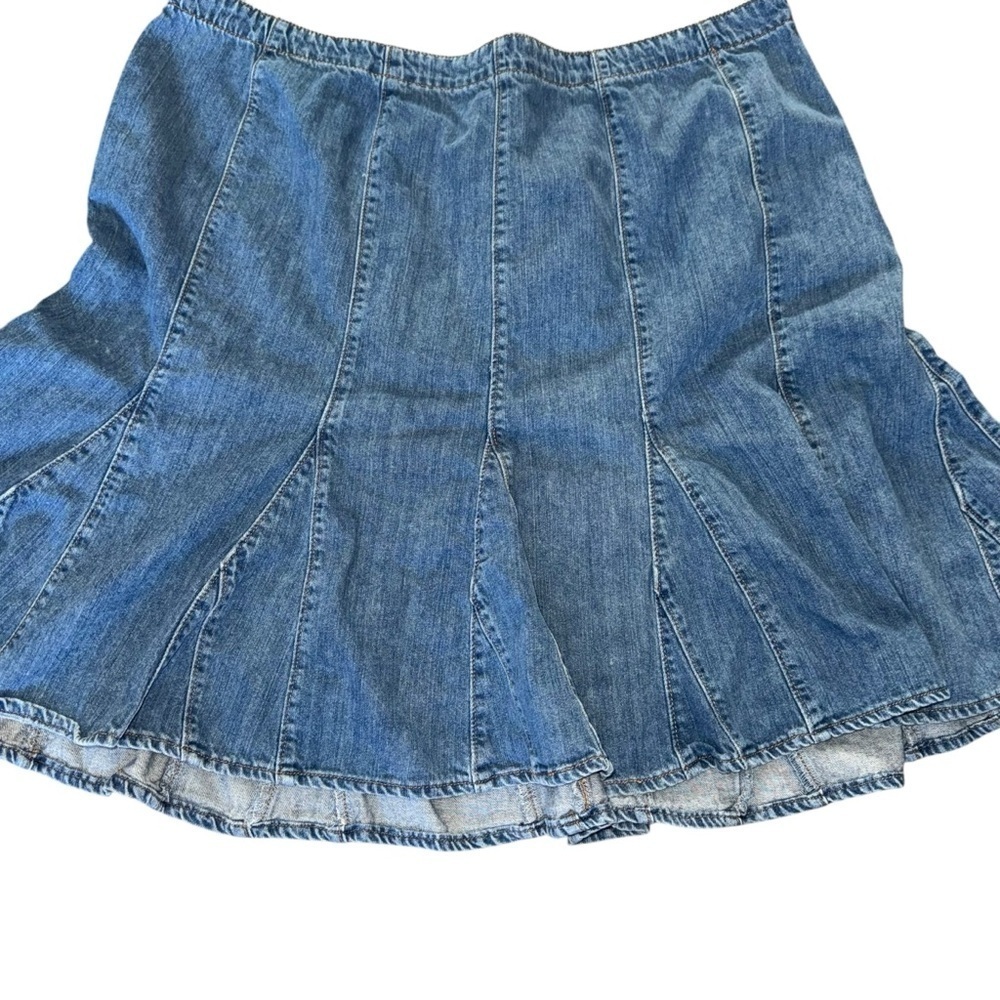 Venezia Denim Skirt Womens 22 Blue Panel Flare Jean Skirt Cotton Plus Size